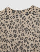 Pull sable chiné pailleté à motifs léopard fille -5