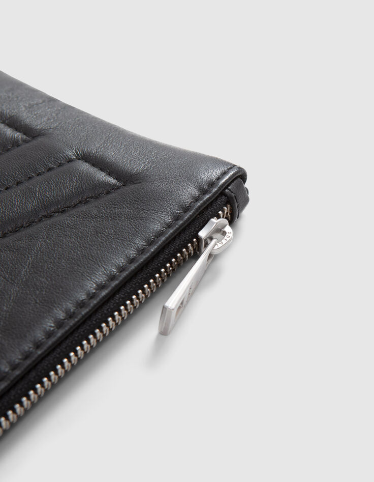 Pochette en cuir d'agneau chevron femme-4