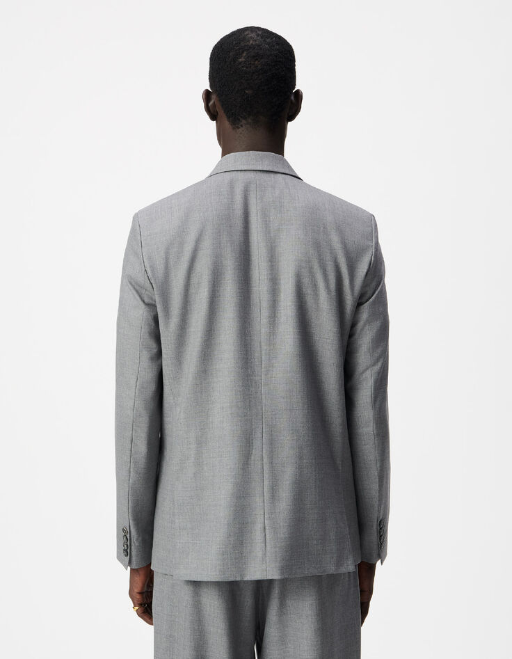 Chaqueta de traje gris de doble botonadura para Hombre-3