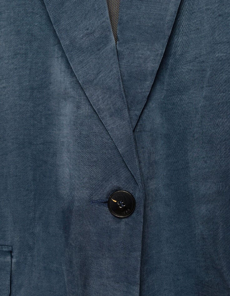 Women's navy blue satin suit jacket-7