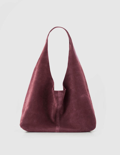 Hobo bag burgundy soft velour leather Women - IKKS