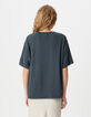 Tee-shirt gris print immeubles et messages Femme-3