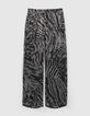 Pure Edition-Wijde grijze broek zebraprint Dames-6