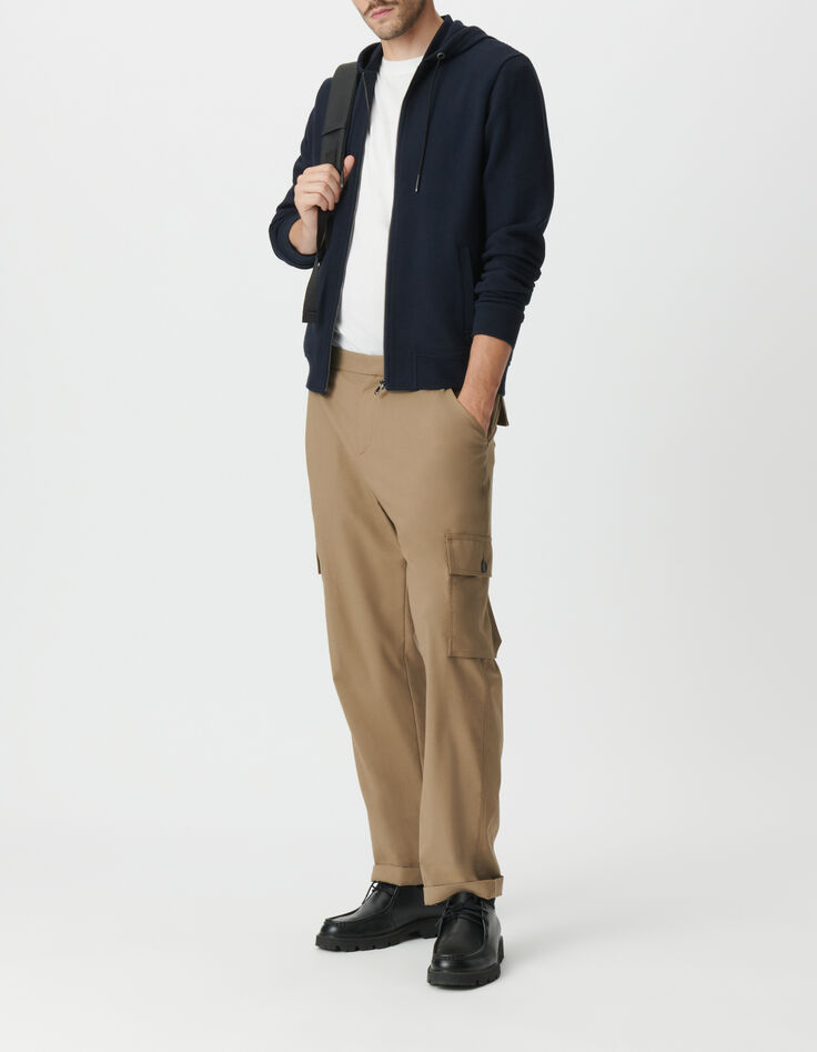 Men&rsquo;s navy cotton Ottoman knit hooded cardigan-5