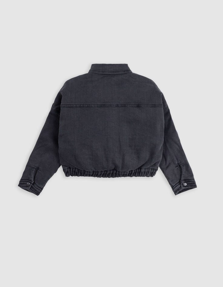 Chaqueta vaquera gris desteñida con forro para niña-4