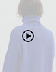Women's royal blue turtleneck knit sweater-7