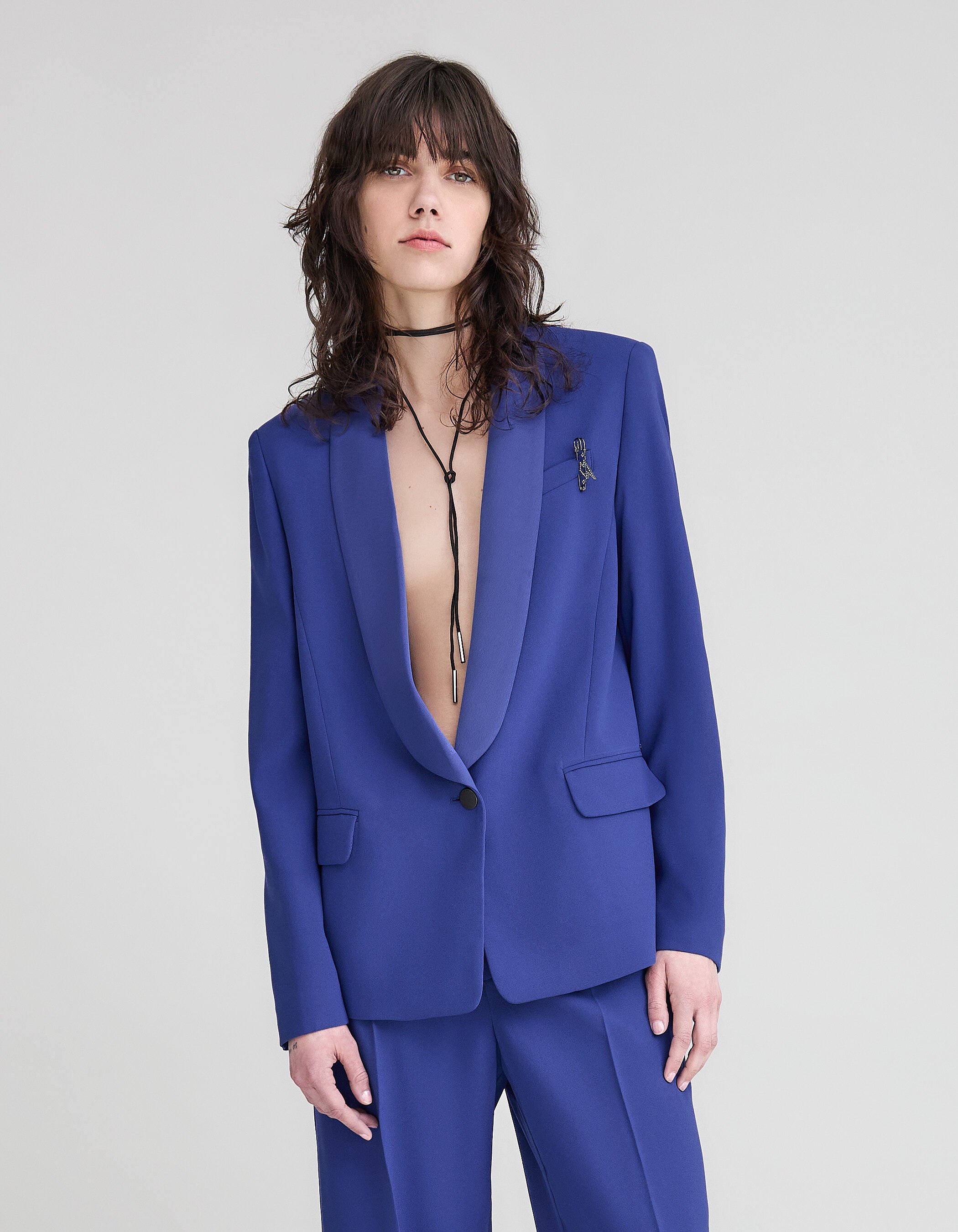 Veste de costume bleu roi oversize col chale Femme IKKS