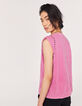 Camiseta rosa sin mangas hombreras remaches joya mujer-2