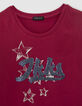 Girls’ burgundy IKKS reversible sequin T-shirt-2
