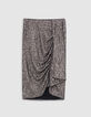 Jupe courte grise drapé asymétrique sequins métallisés Femme-5