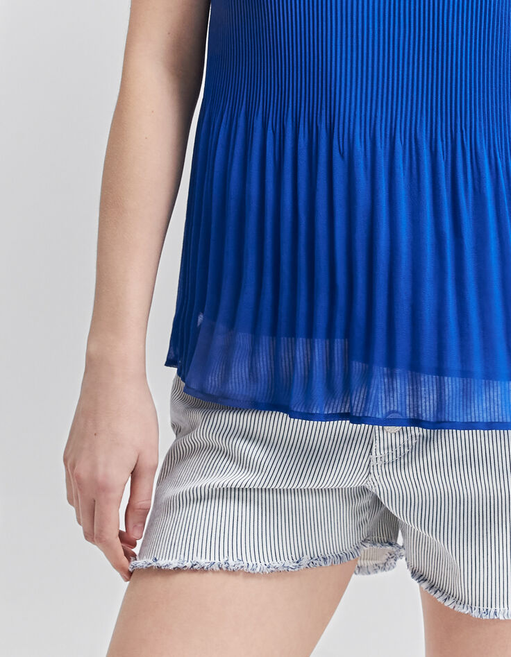 Women’s cobalt recycled pleated top with American armholes-4