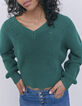 Jersey verde cuello V punto fantasía mujer-1