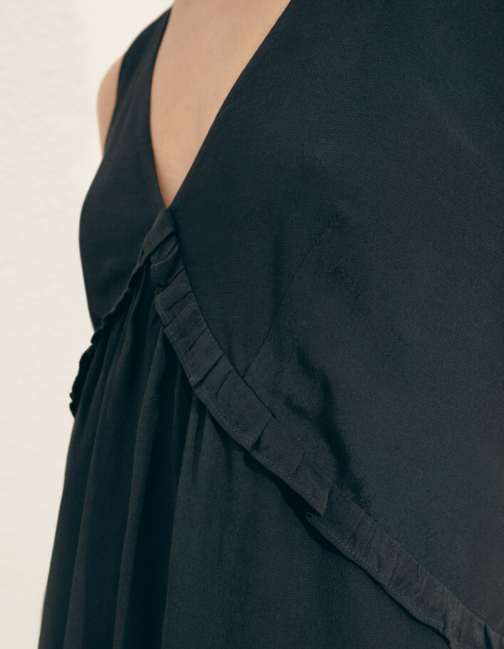 Vestido crepé negro espalda cruzada mujer - IKKS