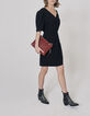 Vestido corto negro cuello V delante y detrás mujer-2