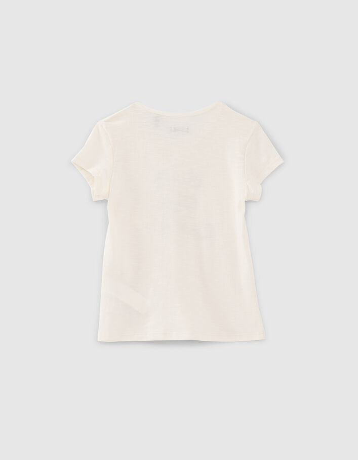 T-shirt écru coton bio à message avec chouchou fille-3