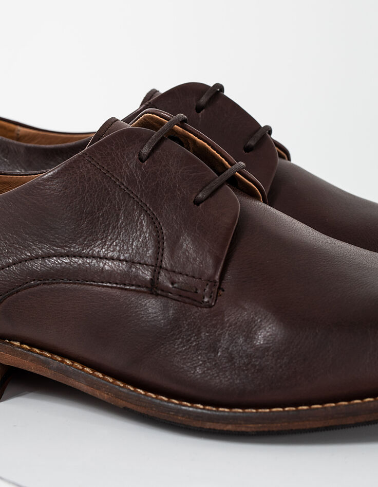 Men’s dark brown leather Derby shoes-4