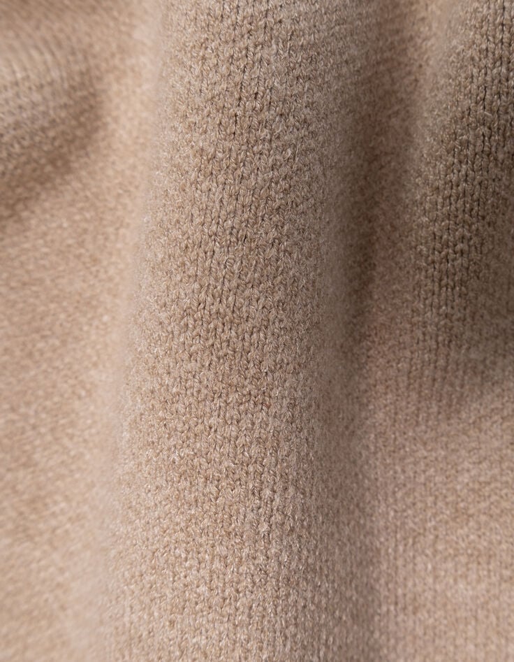 Cardigan beige tricot manches côtelées fille-10