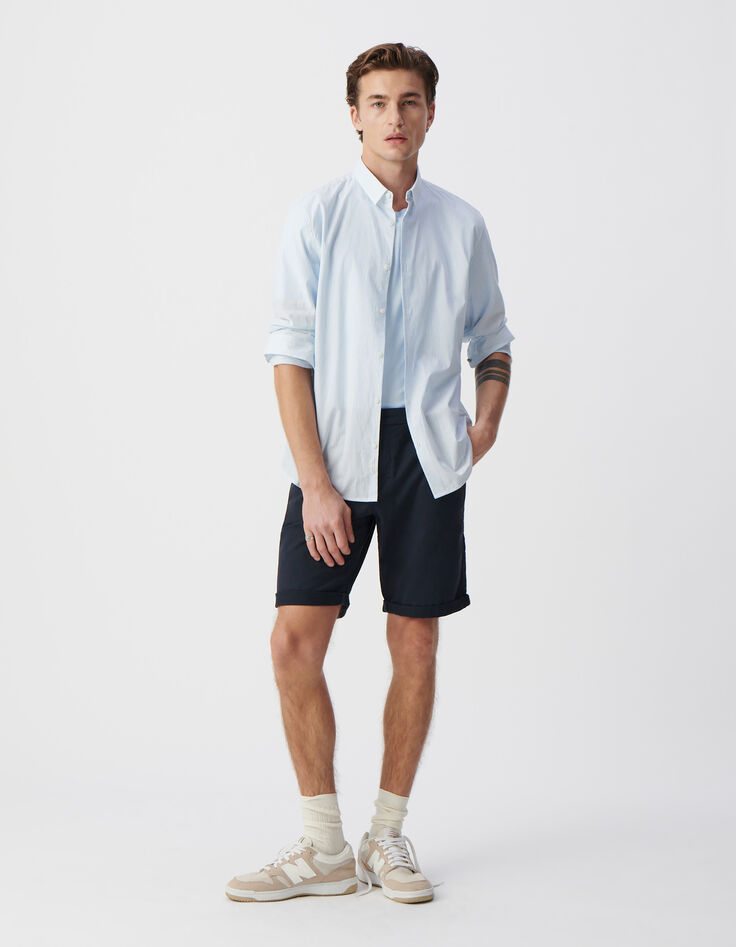 Chemise SLIM ciel motif rayures aquarellées Homme-2