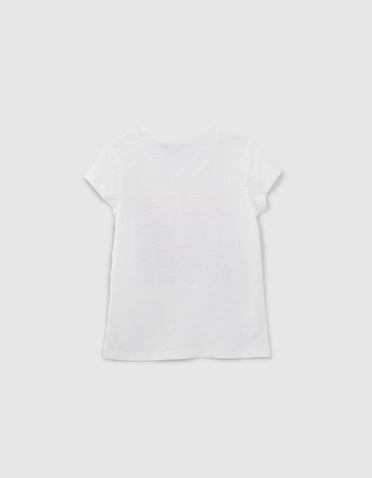 Mädchen-T-Shirt, Biobaumwolle, Motiv Sonnenuntergang, Ecru-4
