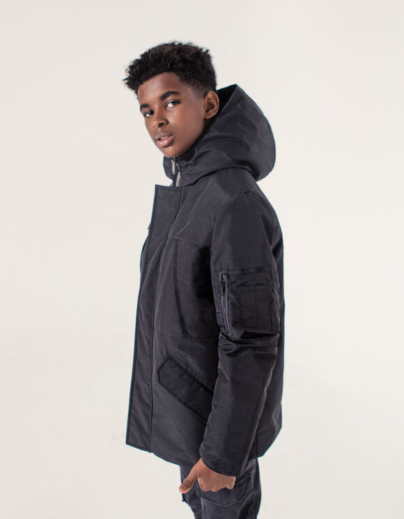 Boys’ 2-in-1 black parka and sleeveless padded jacket