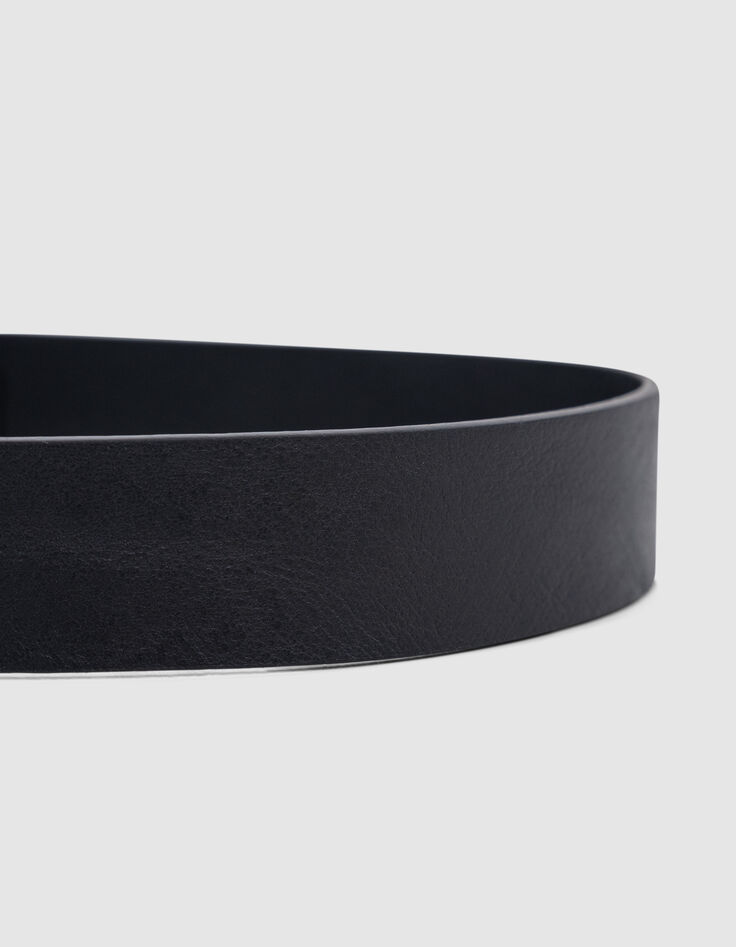 Black leather belt with metal rings Women-4
