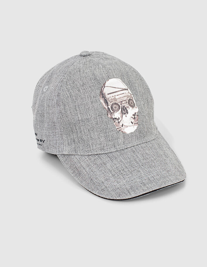 Boys’ medium grey marl cap with skull print - IKKS