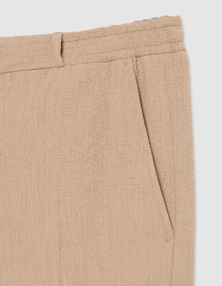 Pantalon de costume beige fonc&eacute; seersucker Homme-6