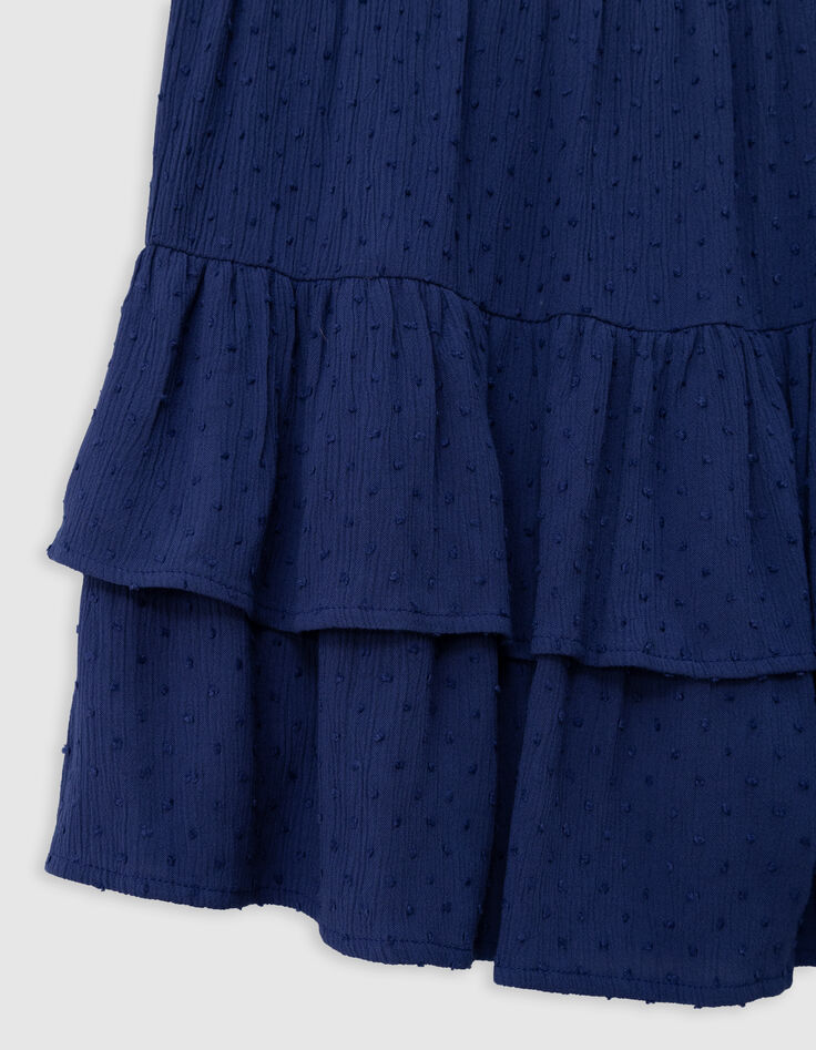 Falda azul volantes jacquard plumetis niña-5