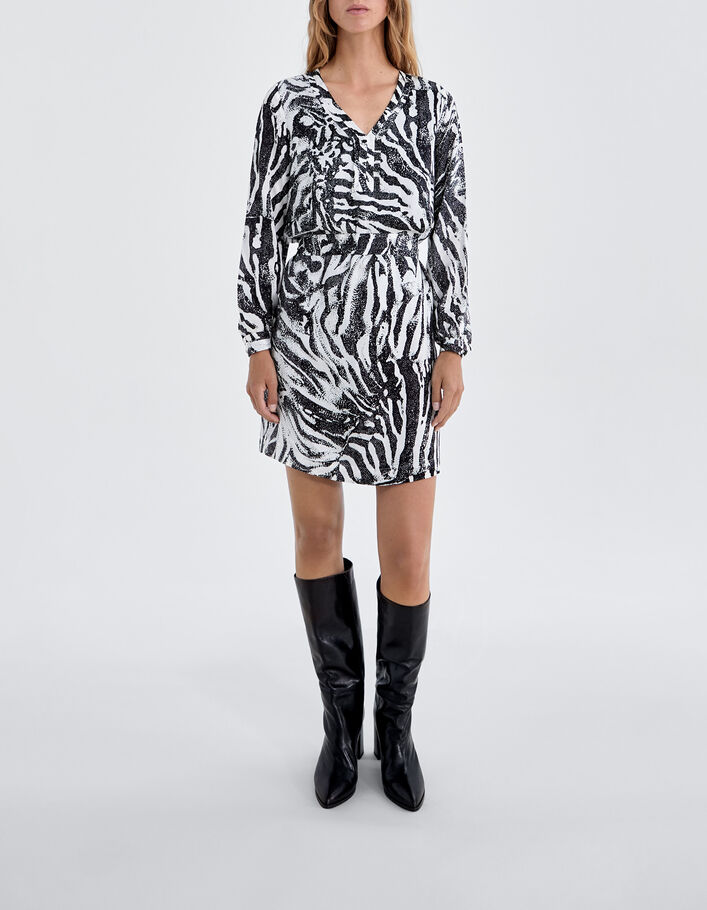 Pure Edition-Women’s ecru zebra print dress-1