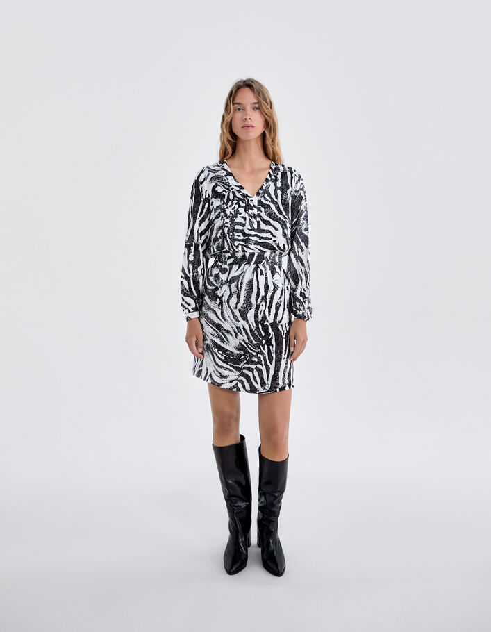 Pure Edition-Women’s ecru zebra print dress-1