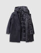 Boys’ navy check coat with hooded facing-5