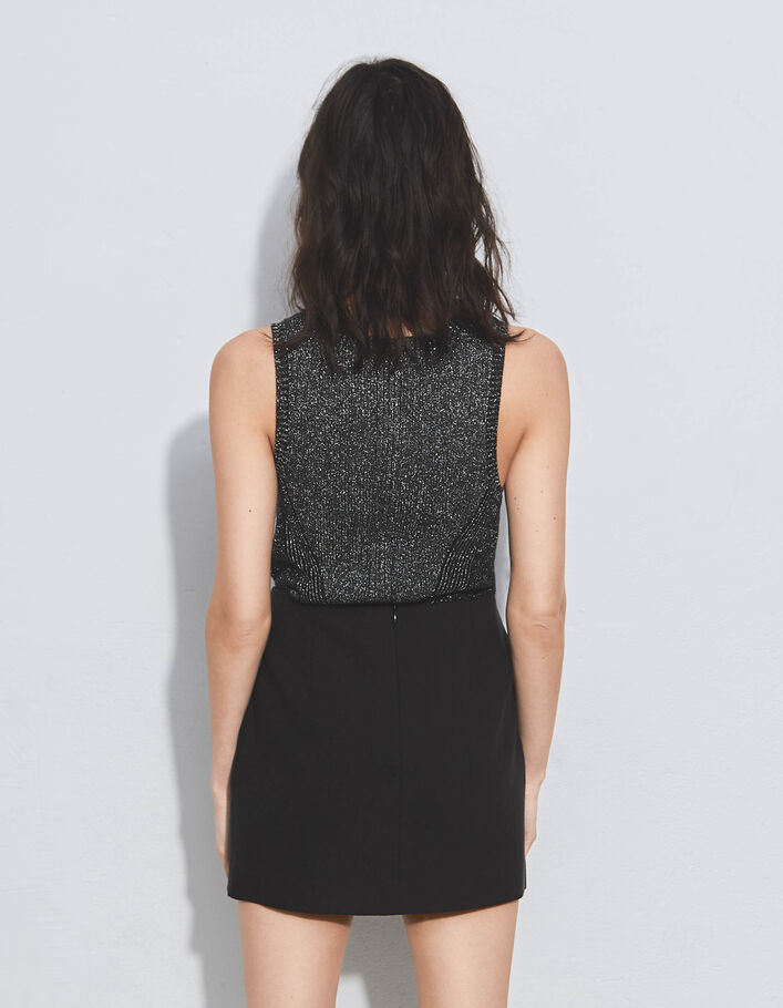 Pure Edition – Women’s black decorative lurex knit top - IKKS