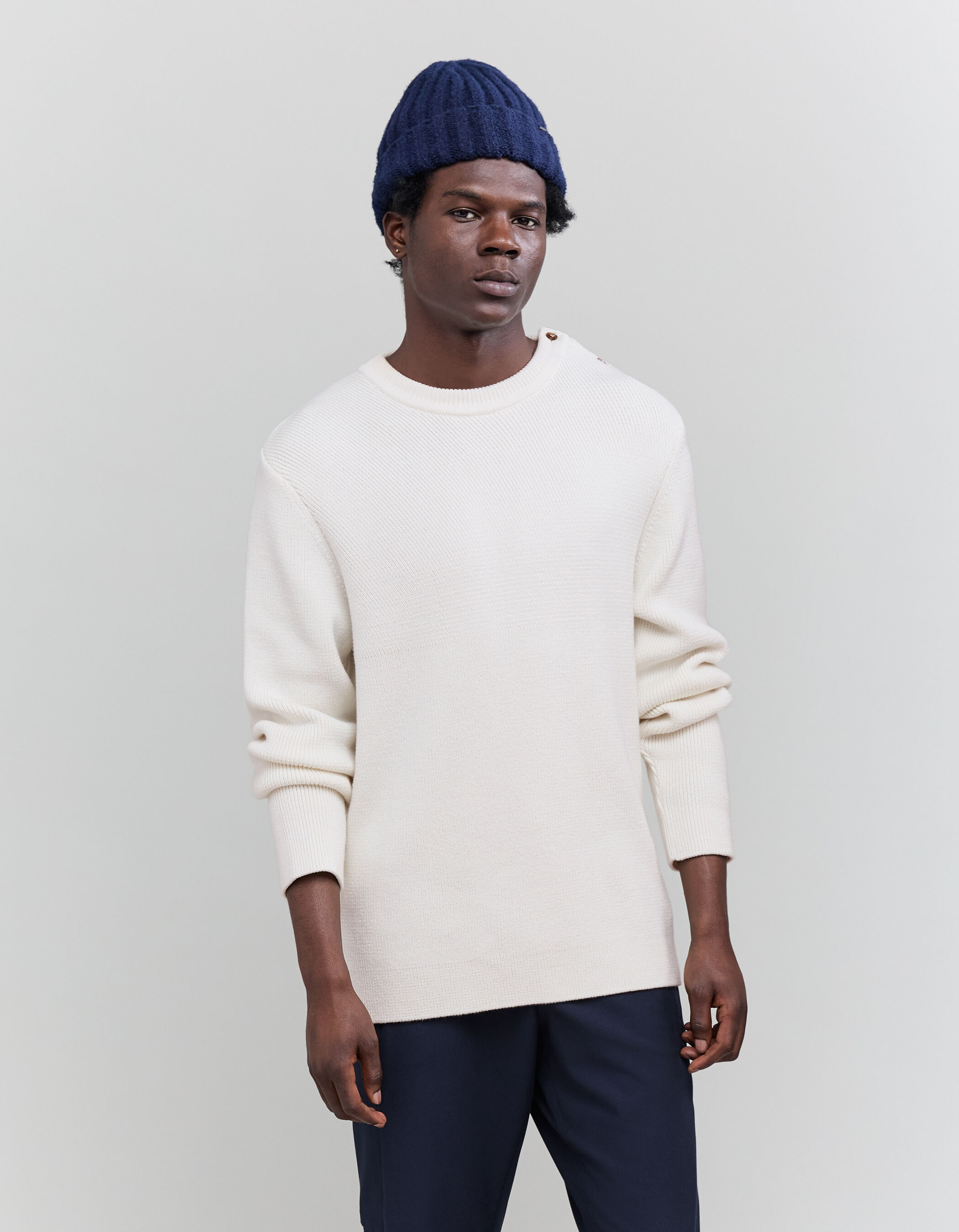 Men s off white button down sweater IKKS
