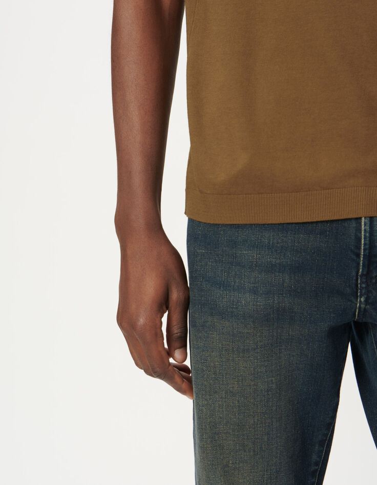 Camiseta manga corta ocre algod&oacute;n modal hombre-4