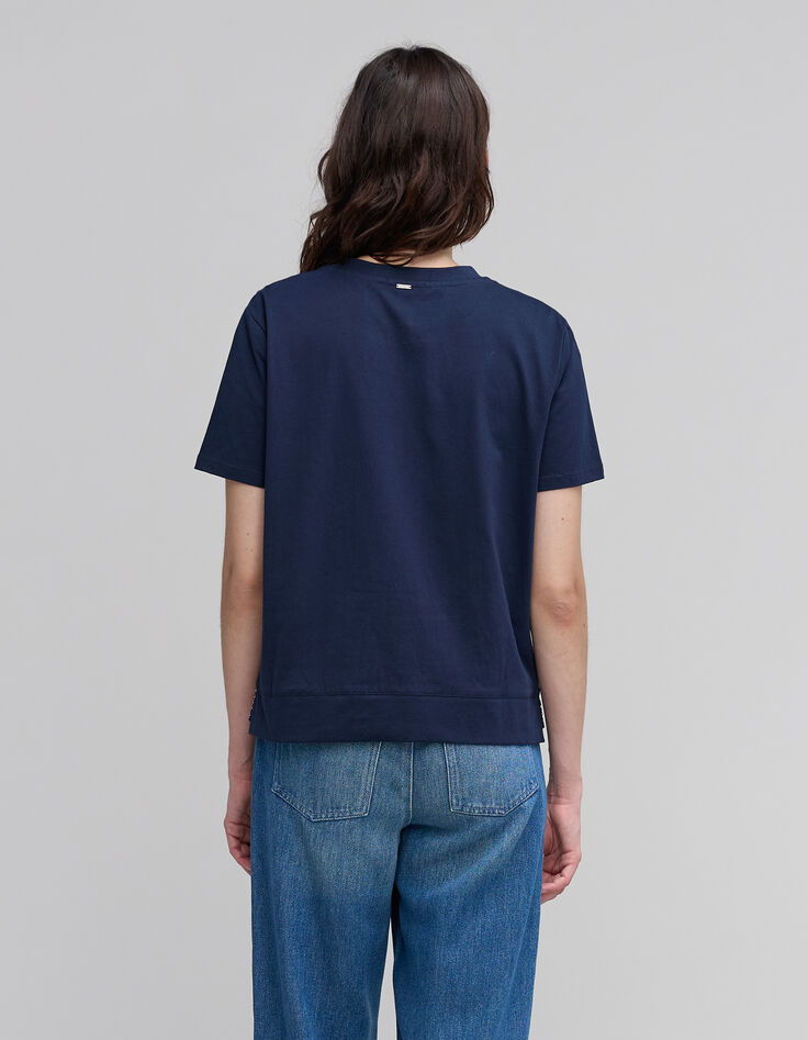 Tee-shirt Marine coton bio broderies-bijou Femme-3 Tee-shirt Marine coton bio broderies-bijou Femme-3