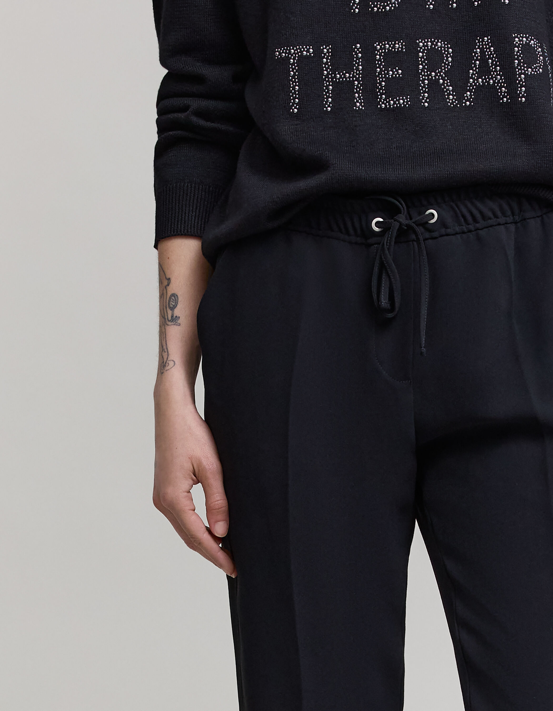 Pantalon avec store ceinture elastique femme