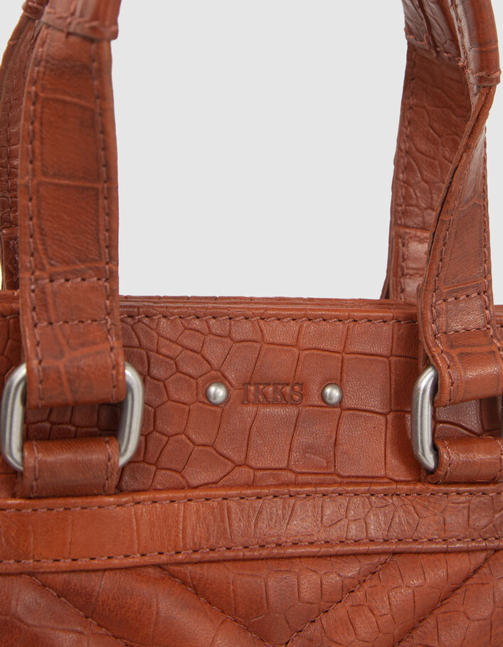 Women’s orange croc-embossed leather 1440 Small tote bag-3