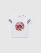 Baby boys' off-white T-shirt with leopard image-1