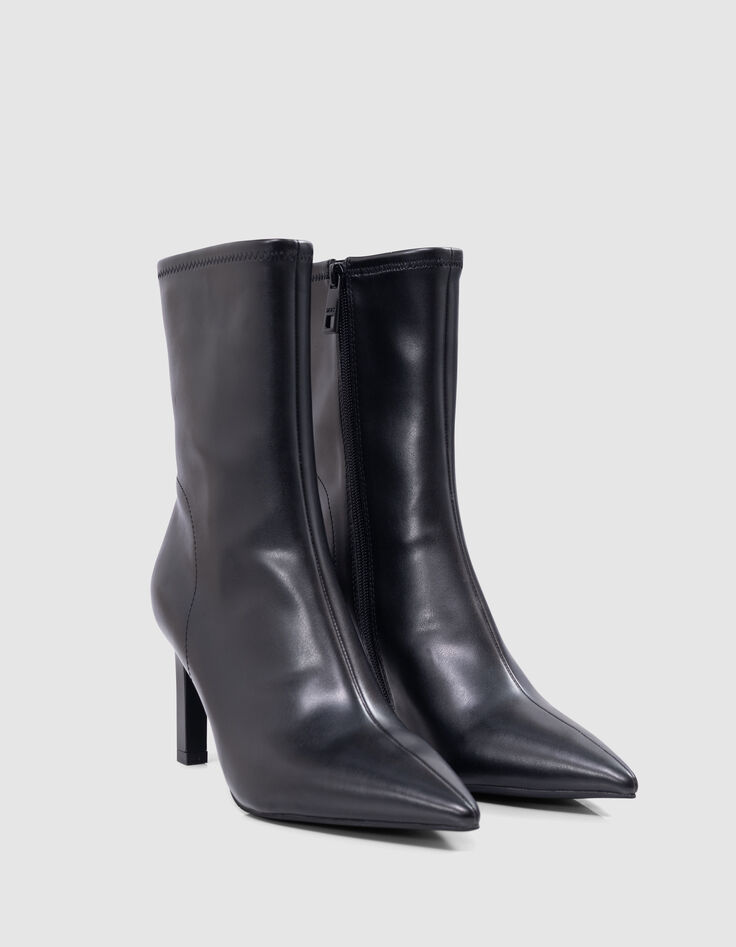 Women's black socks boots with thin heel-4