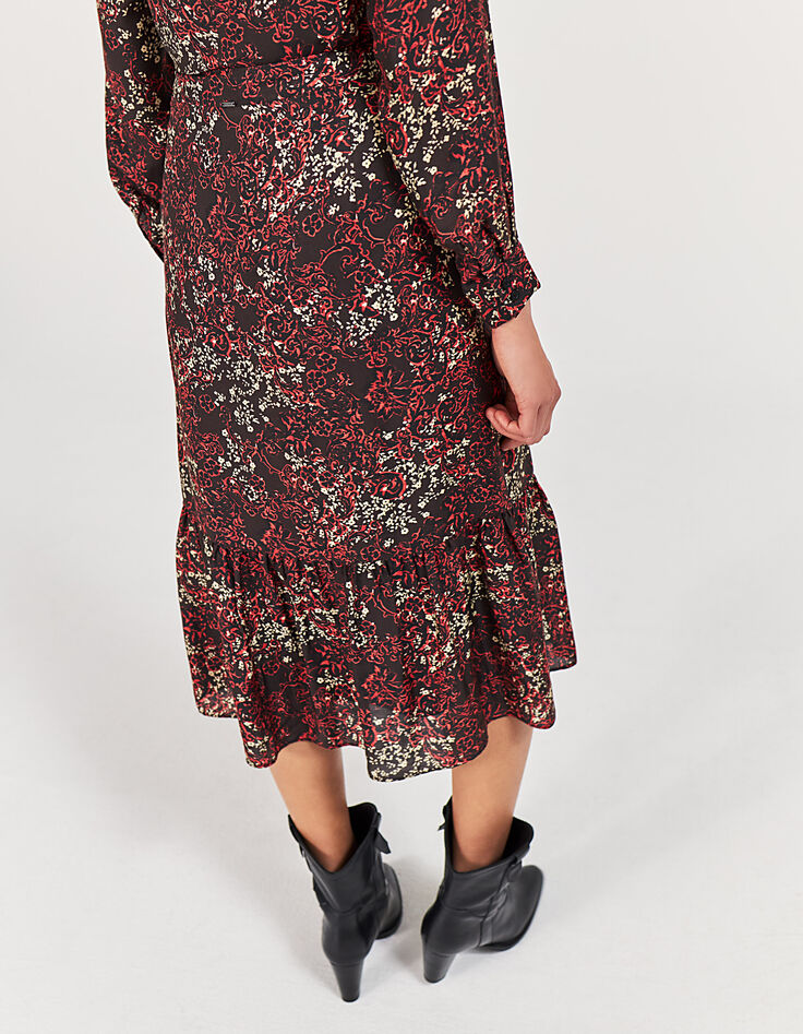 Women’s floral print midi skirt with ruffles-3