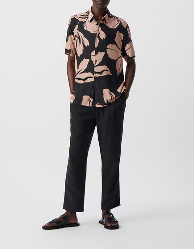 Rosa REGULAR-Herrenhemd LENZING&trade; ECOVERO&trade; Maxi-Blumen - IKKS