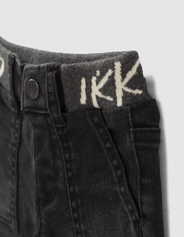 Baby boys’ used black jeans + letter waistband-5