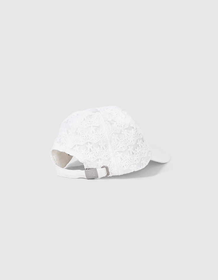 Girls’ ecru embroidered lace cap-3 Girls’ ecru embroidered lace cap-3