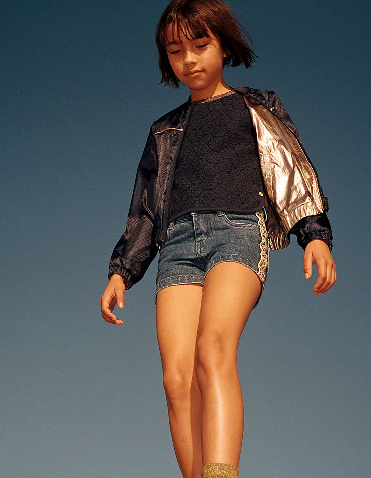 Short en jean stone blue et léopard fille-2