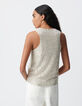 Top argenté brodé sequins Femme-3