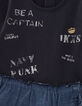 Navy jurk in twee materialen jersey en jeans babymeisjes-4