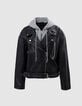 Veste cuir noir esprit motard chevrons clous Femme-6 Veste cuir noir esprit motard chevrons clous Femme-6