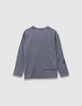 Blauw T-shirt lange mouwen biokatoen tricot zak jongens-7