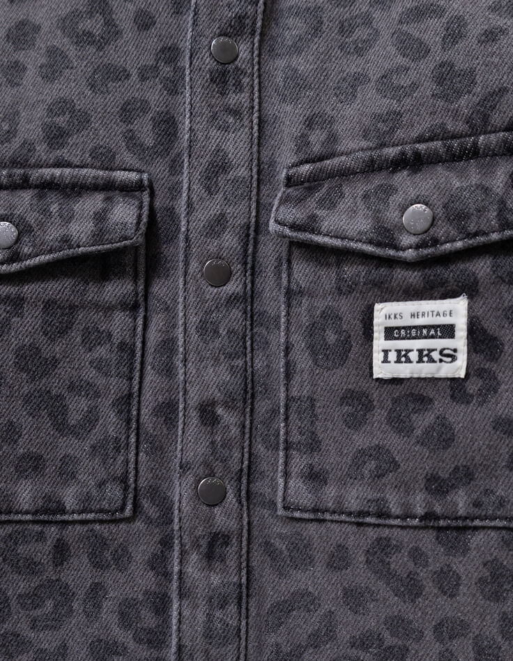Sobrecamisa vaquera gris leopardo niño-5