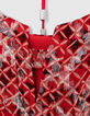 Women’s poppy red long dress with check print-7